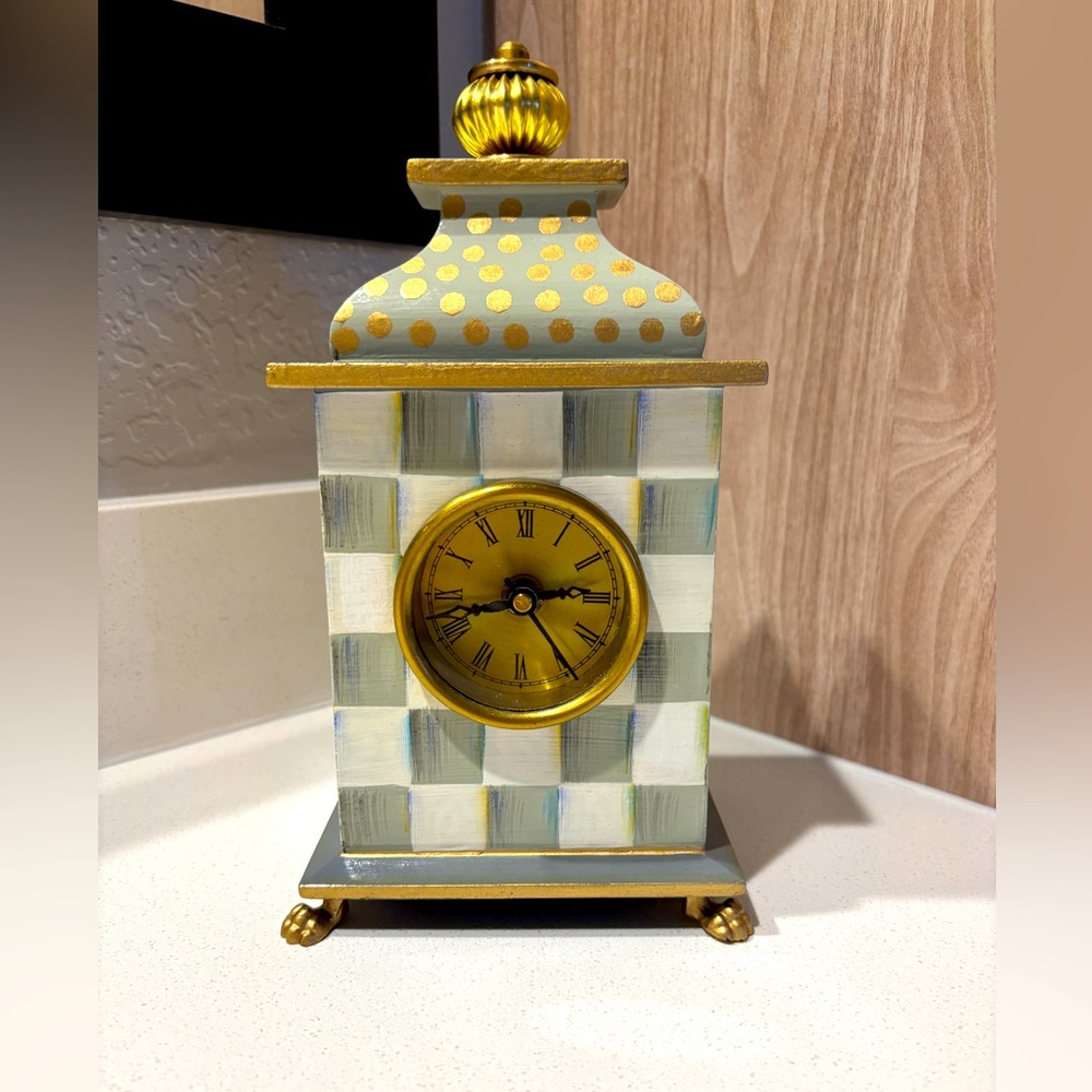Mackenzie Childs Sterling Check desk clock